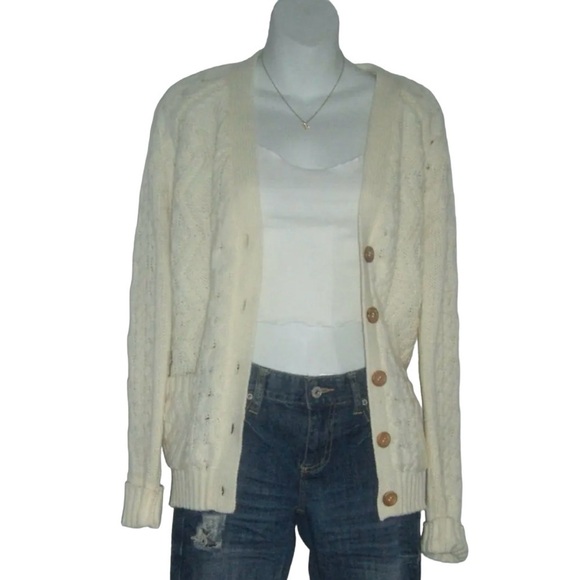 Vintage 70's Exclusive Imports Sweater Cardigan Prep School Academia Cable Knit - Picture 2 of 13